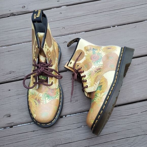 Dr. Martens 1460 TNG Vincent Van Gogh Sunflower National Gallery Boots Woman's 8 - Picture 9 of 9